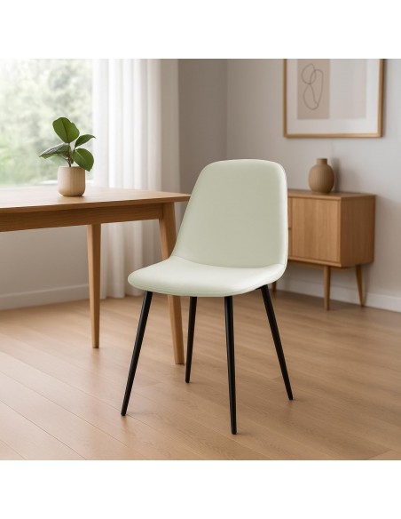 Spisebordsstol stof polyester creme beige