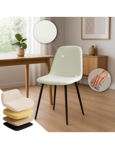 Spisebordsstol stof polyester creme beige