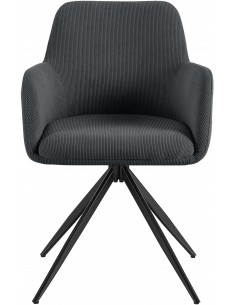 Spisebordsstol stof fløjl med armlæn og drejefod drejefunktion 2