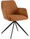 Spisebordsstol med armlæn og drejefod i metal og corduroy H81 cm - Sort/Orange