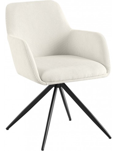 Spisebordsstol stof fløjl med armlæn og drejefod drejefunktion creme beige