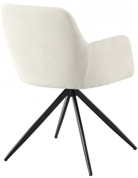 Spisebordsstol stof fløjl med armlæn og drejefod drejefunktion creme beige