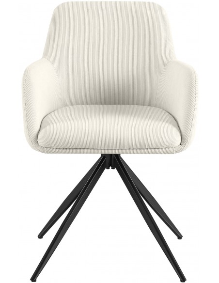 Spisebordsstol stof fløjl med armlæn og drejefod drejefunktion creme beige