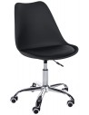 Kontorstol i metal og kunststof med PU-læder H79 - 89 cm - Krom/Sort