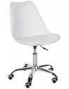 Kontorstol i metal og kunststof med PU-læder H79 - 89 cm - Krom/Hvid