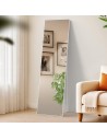 Gulvspejl i metal og glas H140 x B40 cm - Mat hvid