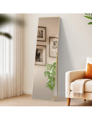 Gulvspejl i metal og glas H140 x B40 cm - Guld