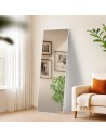 Gulvspejl i metal og glas H150 x B50 cm - Mat hvid