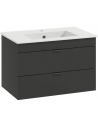 Komplet badmiljø i MDF og keramik B76 x D46 cm - Gråsort/Hvid