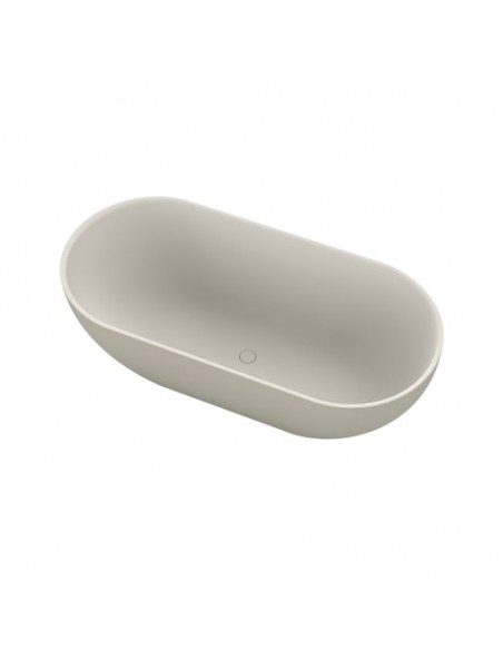 fritstående badekar mat grå solid surface sten ovalt fristående 170