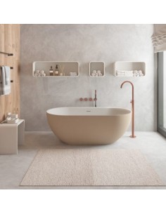 fritstående badekar mat beige solid surface sten ovalt fristående 170