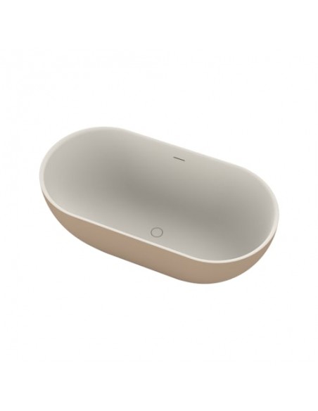 fritstående badekar mat beige solid surface sten ovalt fristående 170