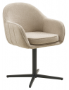 Spisebordsstol med drejefod og armlæn i metal og polyester H81,5 cm - Sort/Naturgrå
