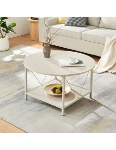 sofabord sidebord beige sand stuemøbler rundt 2