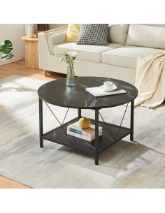 sofabord sidebord sort marmor stuemøbler rundt 2