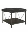 Rundt sofabord i metal og møbelplade H46 x Ø80 cm - Sort/Sort marmoriseret