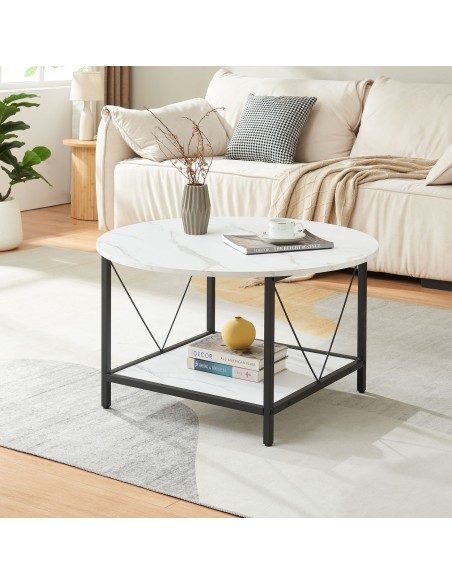 sofabord sidebord sort hvid marmor stuemøbler rundt