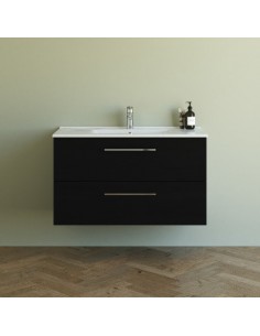 komplet badmiljø underskab med vask eg håndvask badeværelse sort badeværelesmøbler 2