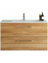 Komplet badmiljø i MDF og keramik B101 x D45,5 cm - Varm eg/Hvid