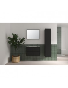 badeværelsesspejl vægspejl spejl badeværelse vask håndvask sort 2