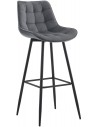 Barstol i metal og velour H106 cm - Sort/Mørkegrå