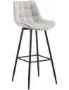 Barstol i metal og velour H106 cm - Sort/Lysegrå