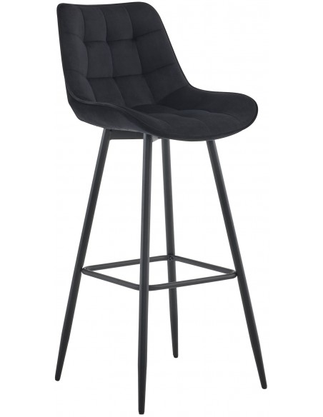 barstol stof sort billig moderne design køkken ryg ryglæn velour