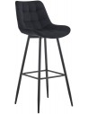 Barstol i metal og velour H106 cm - Sort/Sort
