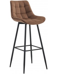 barstol stof brun billig moderne design køkken ryg ryglæn velour