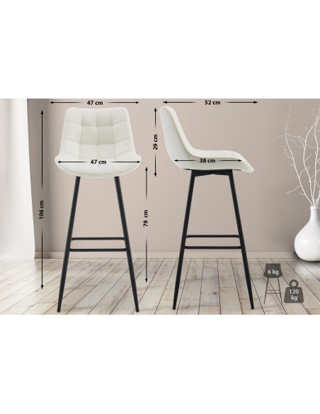 barstol stof creme beige billig moderne design køkken ryg ryglæn velour