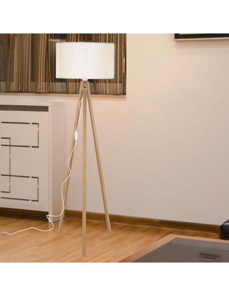 Gulvlampe træ tripod trefod