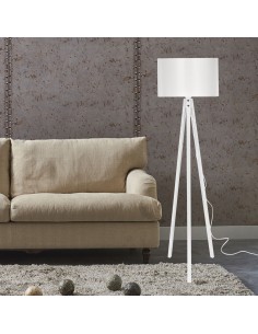 Gulvlampe træ tripod trefod hvid