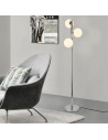 GENT Gulvlampe i metal og glas H154 cm 3 x E14 - Krom/Hvid