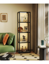 Reol med LED belysning i MDF og glas H157 cm - Sort