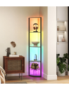 Reol med RGB LED belysning i MDF H163 cm - Sort