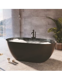 fritstående badekar 160 mat sort solid stone sten fristående ovalt 2