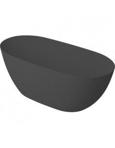 fritstående badekar 160 mat sort solid stone sten fristående ovalt