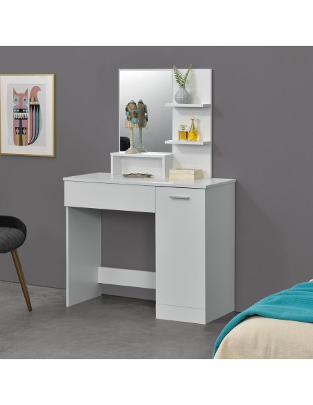 hvidt sminkebord moderne børn design med spejl og lys garderobe entre indretning træ