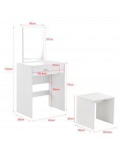 hvidt sminkebord moderne børn design med spejl og lys garderobe entre indretning træ 2