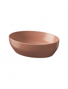 oval håndvask rød terracotta vask bordmonteret bordplade keramik