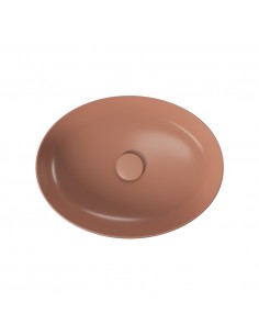 oval håndvask rød terracotta vask bordmonteret bordplade keramik 2