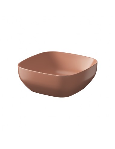 firkantet kvadratisk håndvask rød terracotta vask bordmonteret bordplade keramik