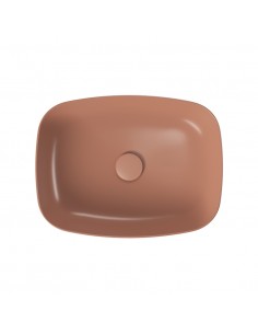 rektangulær håndvask rød terracotta vask bordmonteret bordplade keramik 2