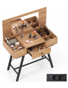 Sminkebord med spejl i metal og møbelplade H80,5 - 124 x B96,5 x D46,5 cm - Sort/Natur