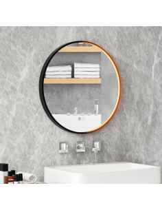 sort rundt dæmpbar badeværelsesspejl vægspejl spejl lys belysning badeværelse vask håndvask led 2