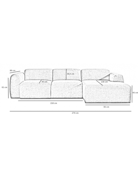 chaiselongsofa chaiselong sofa boucle højrevendt stof