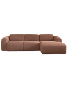 MAINE Højrevendt chaiselongsofa i bouclé B274 x D165 cm - Rødbrun