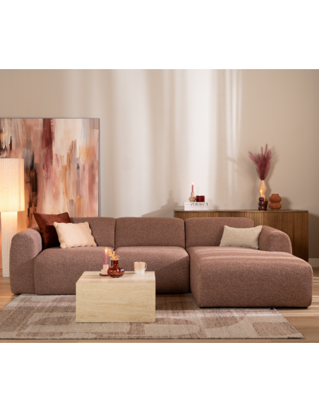 chaiselongsofa chaiselong sofa boucle højrevendt stof rød brun