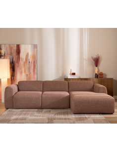 chaiselongsofa chaiselong sofa boucle højrevendt stof rød brun 2