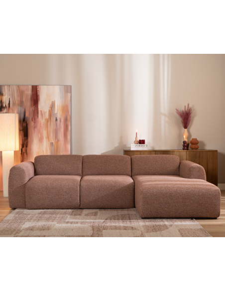 chaiselongsofa chaiselong sofa boucle højrevendt stof rød brun